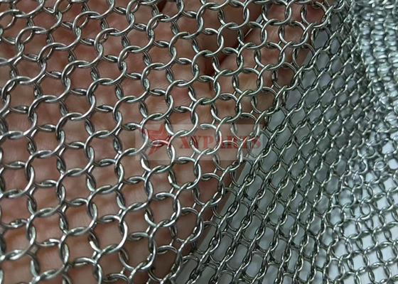 Stainless Steel 0.8X7mm Welded Type Ring Mesh Curtain Untuk Dekorasi Interior