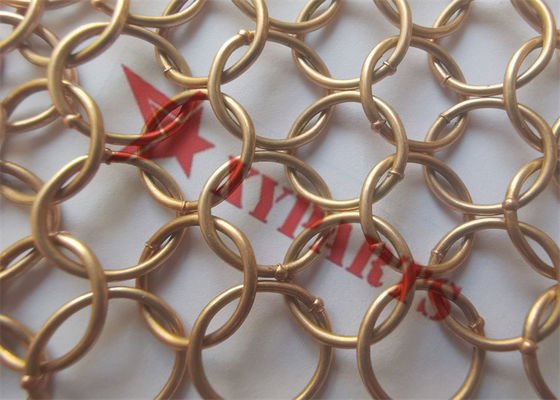 1.5x18mm Chainmail Ring Metal Mesh Curtain Warna Emas Untuk Dekorasi Bangunan Interior