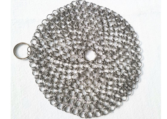 6''X 6'' Chain Mail Cast Iron Cleaner Woven Dengan 1.2*10mm Stainless Steel Rings