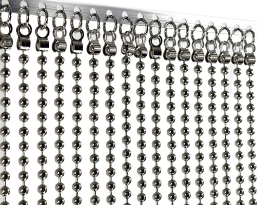 Berlapis Perak 4mm Tirai Rantai Logam Manik-manik Bola Stainless Steel