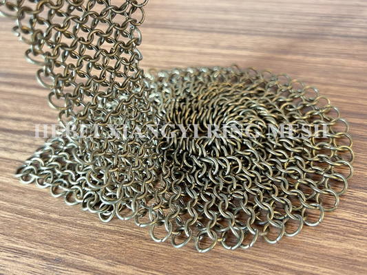 Metal Chain Link Bronze 3mm Ring Mesh Curtain Stainless Steel Dengan Pola yang Disesuaikan