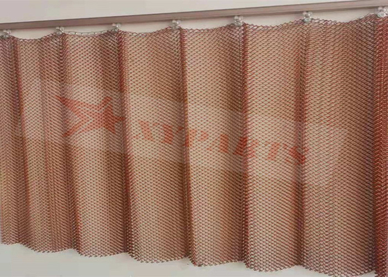 Warna Tembaga Aluminium 1.2mm Metal Coil Drapery Curtain Chain Wire Mesh Untuk Dekorasi Hotel