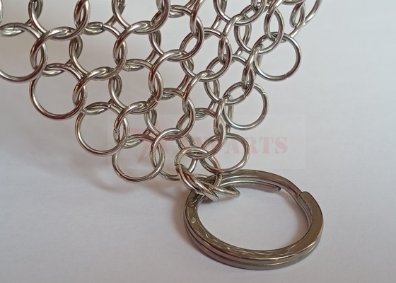 SS316L 10mm Ring Cast Iron Pan Chainmail 8 &quot;X 6&quot; Stainless Steel Kelas Tinggi