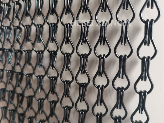 Warna Hitam Aluminium Chain Link Mesh seni dinding logam