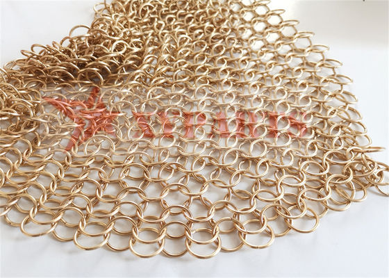 Fasad Mesh Cincin Las Tembaga Selesai PVD